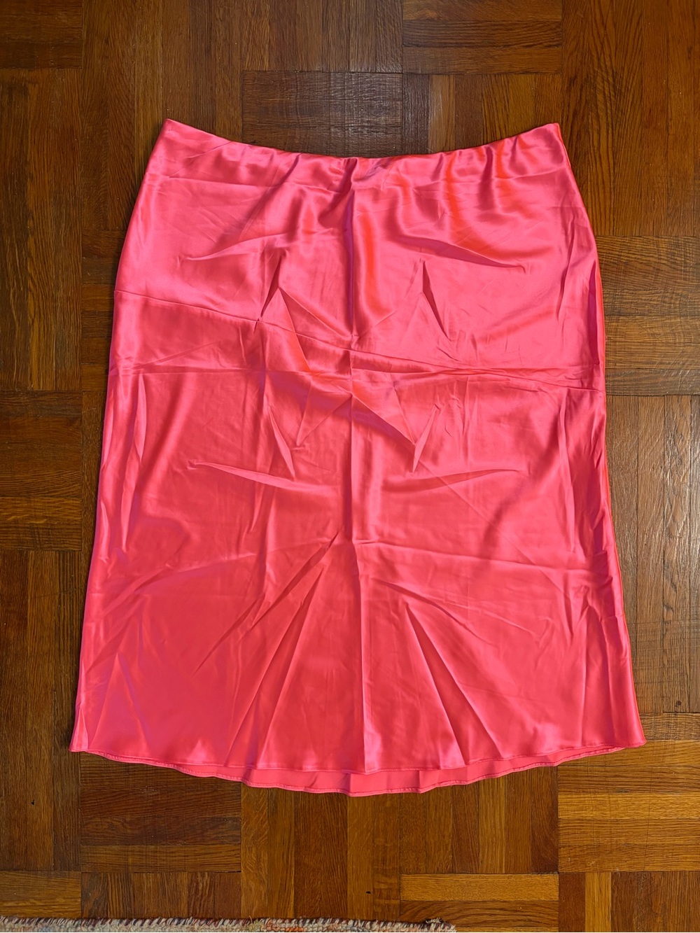 ASOS Satin Midi Slip Skirt in Bright Pink